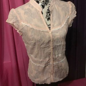 Love Squared Peach Linen Color Button Shirt